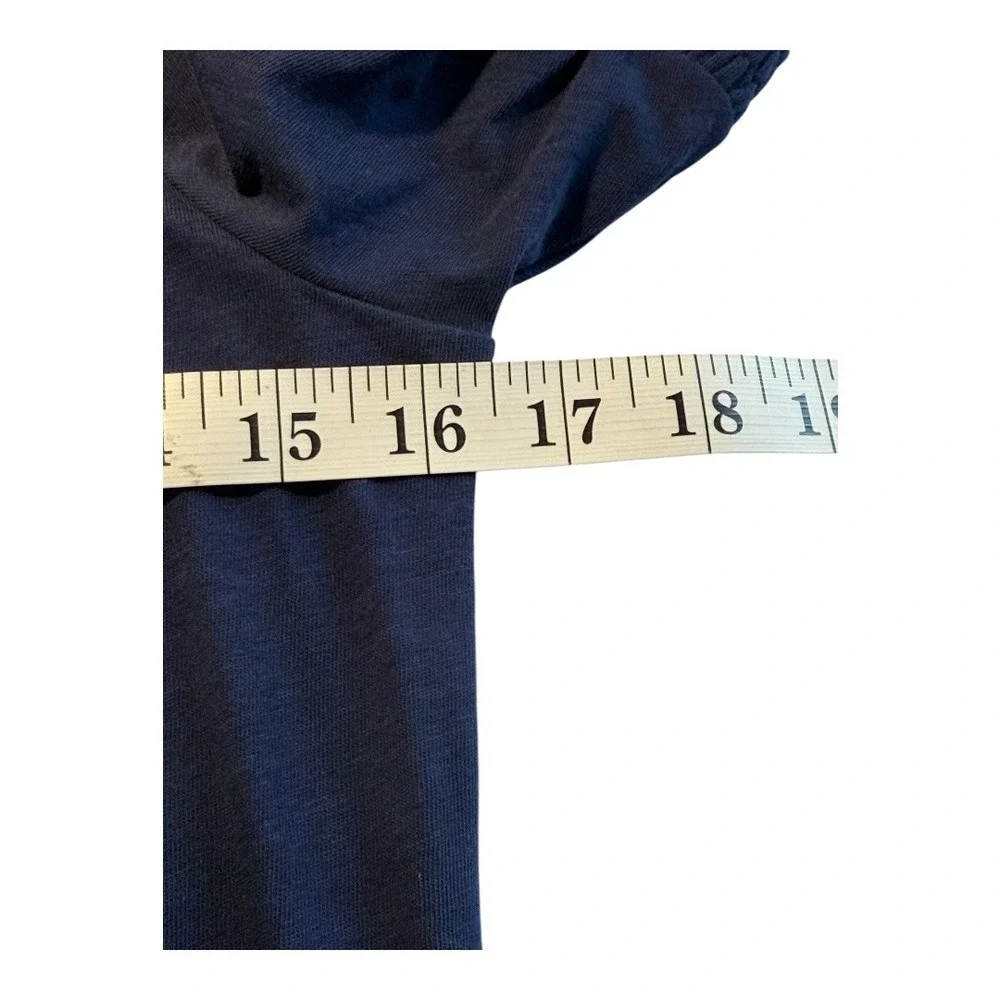 J. Crew Navy Blue Smocked Henley Knit Puff‎ Sleeve Top Women's XS NWT